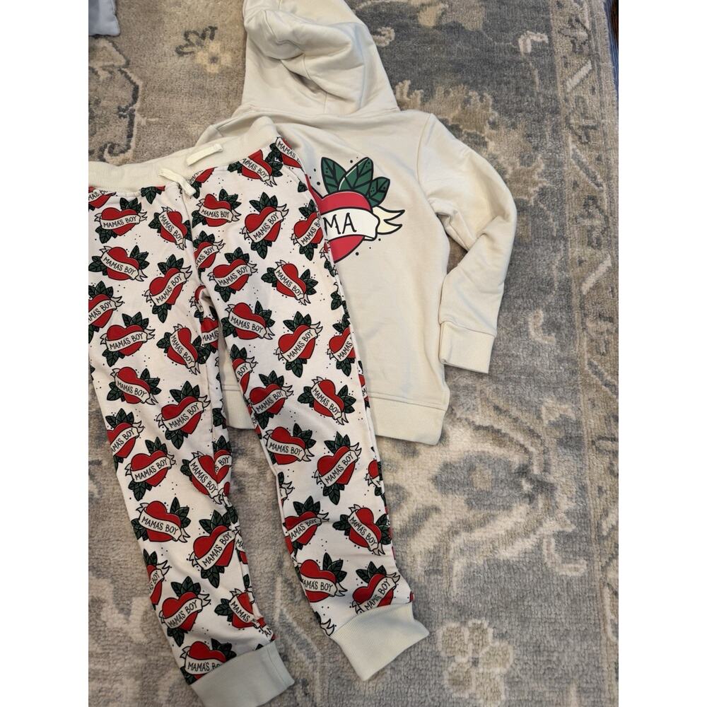 Bums And Roses Mama's Boy 2 Piece Hoodie Jogger Set 5/6 NEW